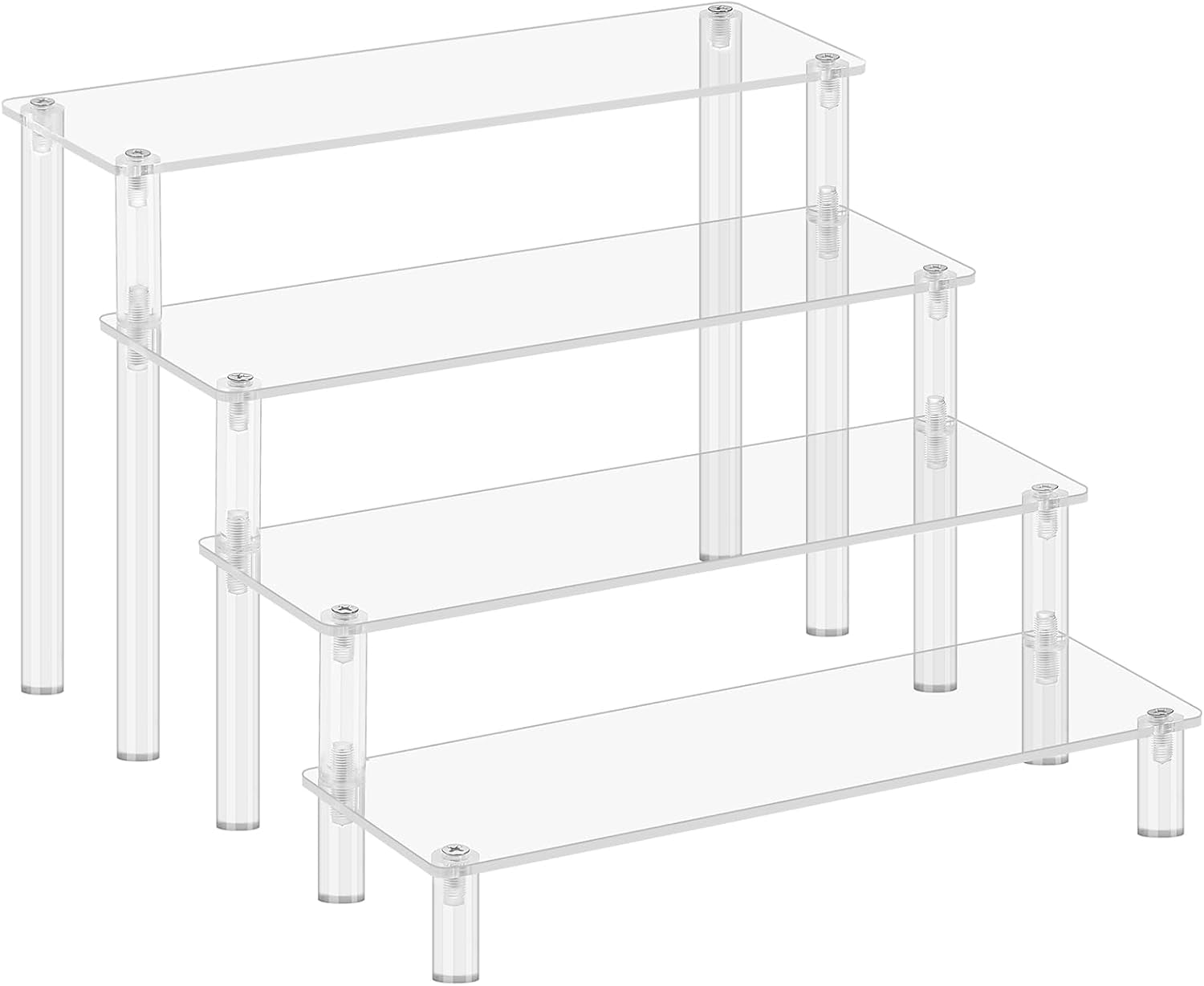 4 Tier Acrylic Display Risers, Clear Perfume Organizer Stand, Cupcake Food Stand Holder, Shelf Risers for POP Figures, Dessert Shelves for Party Table, Vanity Tray, Room Decorations and Organization