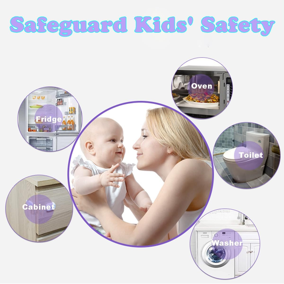 Cabinet Locks Baby Proofing 4 Pack, Child Safety Strap Locks for Drawer Cupboard Dishwasher Cupboard and Pantry,Childproof Door Latches for Kids and Toddler Proof