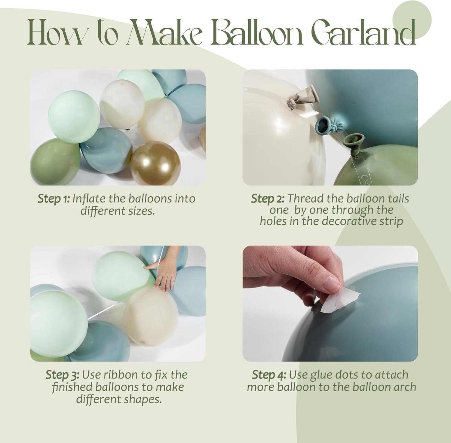 141Pcs Sage Green Balloon Arch Kit, Dusty Blue Balloon Arch Kit with Gold White Sand Pastel Green Confetti Balloons for Boho Birthday Baby Shower Decorations