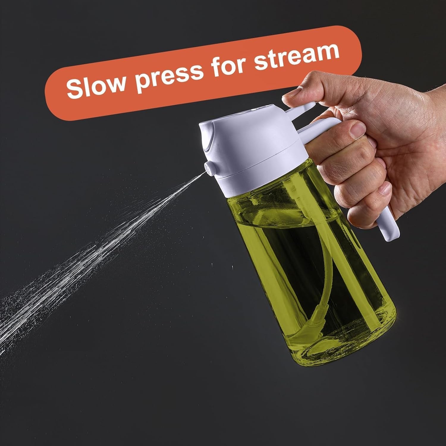 - 16Oz/470Ml Olive Oil Dispenser for Kitchen with Stickers - 2 in 1 Olive Oil Sprayer for Cooking, Air Fryer, and Salad, Black&Purple (Light-Proof Kitchen Gadget)