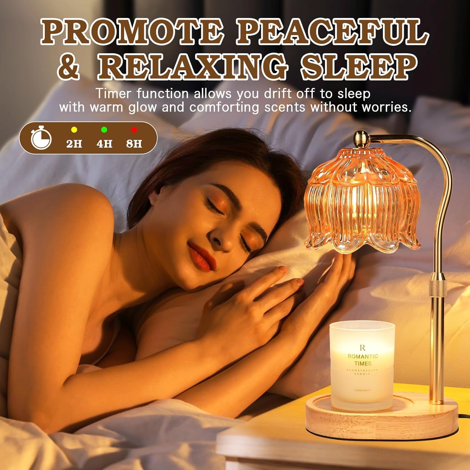 Christmas Birthday Gifts for Women, Candle Warmer Lamp with Timer & Height Adjustable, House Warming Gift for New Home Enssentials, Gift for Mom Grandma, Flower Candle Warming Lamp