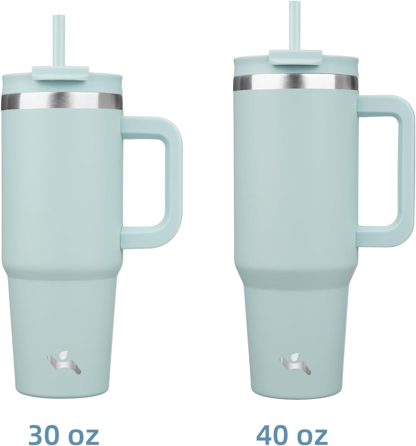 40 Oz Tumbler with Handle and 2 Straws,2 in 1 Lid Insulated Water Bottle Stainless Steel Travel Coffee Mug,Blue Haze