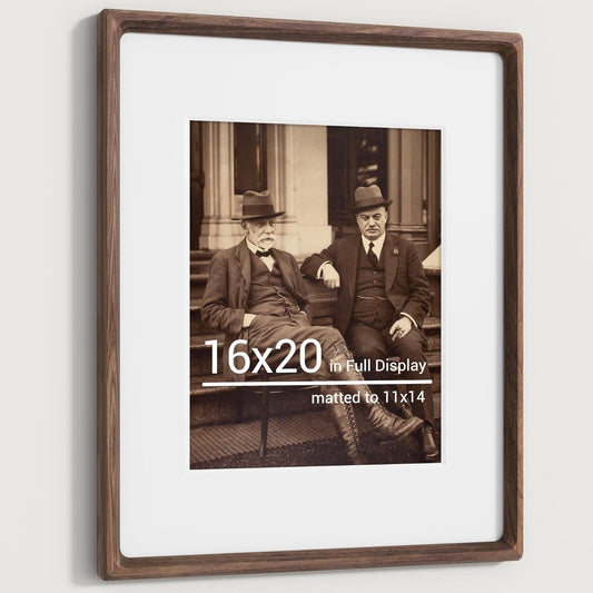 16X20 Picture Frames Natural Walnut,Original Wood Hand Make Crafted Poster Frame with Mat to 11X14 Graduation Picture Display,Family Picture,Wedding Picture,Photo,Document Wall Mounted