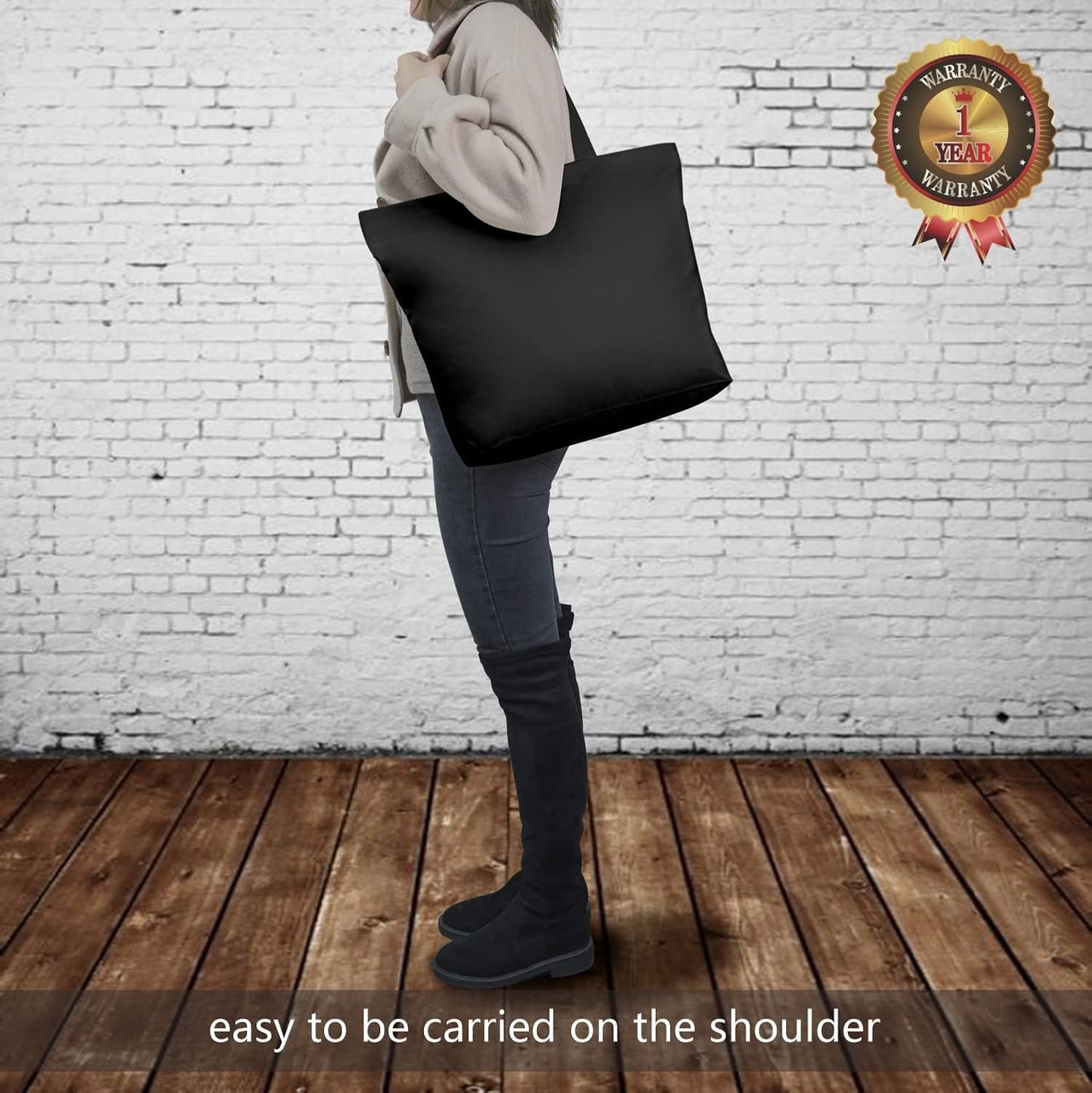 2-Pack Canvas Tote Bags with Magnetic Snap, Reusable Grocery Shopping Bags, DIY Your Creative Designs
