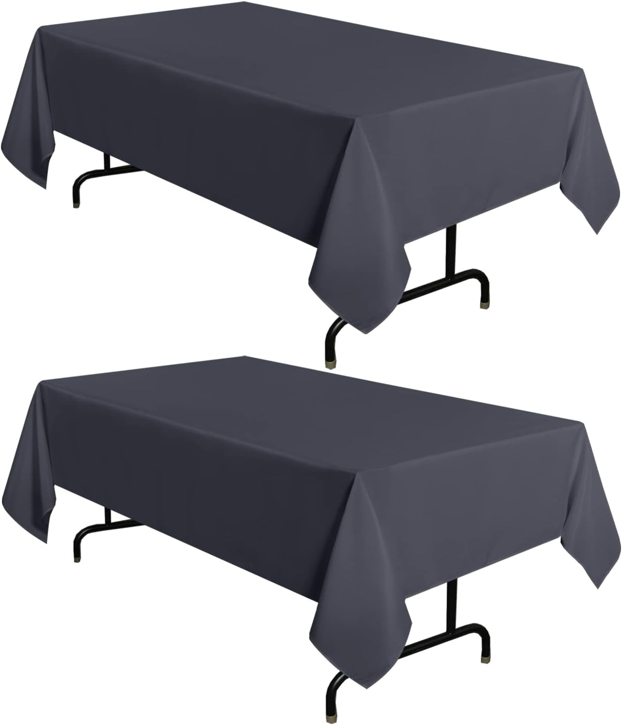 2 Pack Dark Grey Tablecloth 60 X 102 Inch, Rectangle 6 Feet Table Cloth - Stain and Wrinkle Resistant Washable Polyester Table Cover for Dining Tables, Buffet Parties and Camping