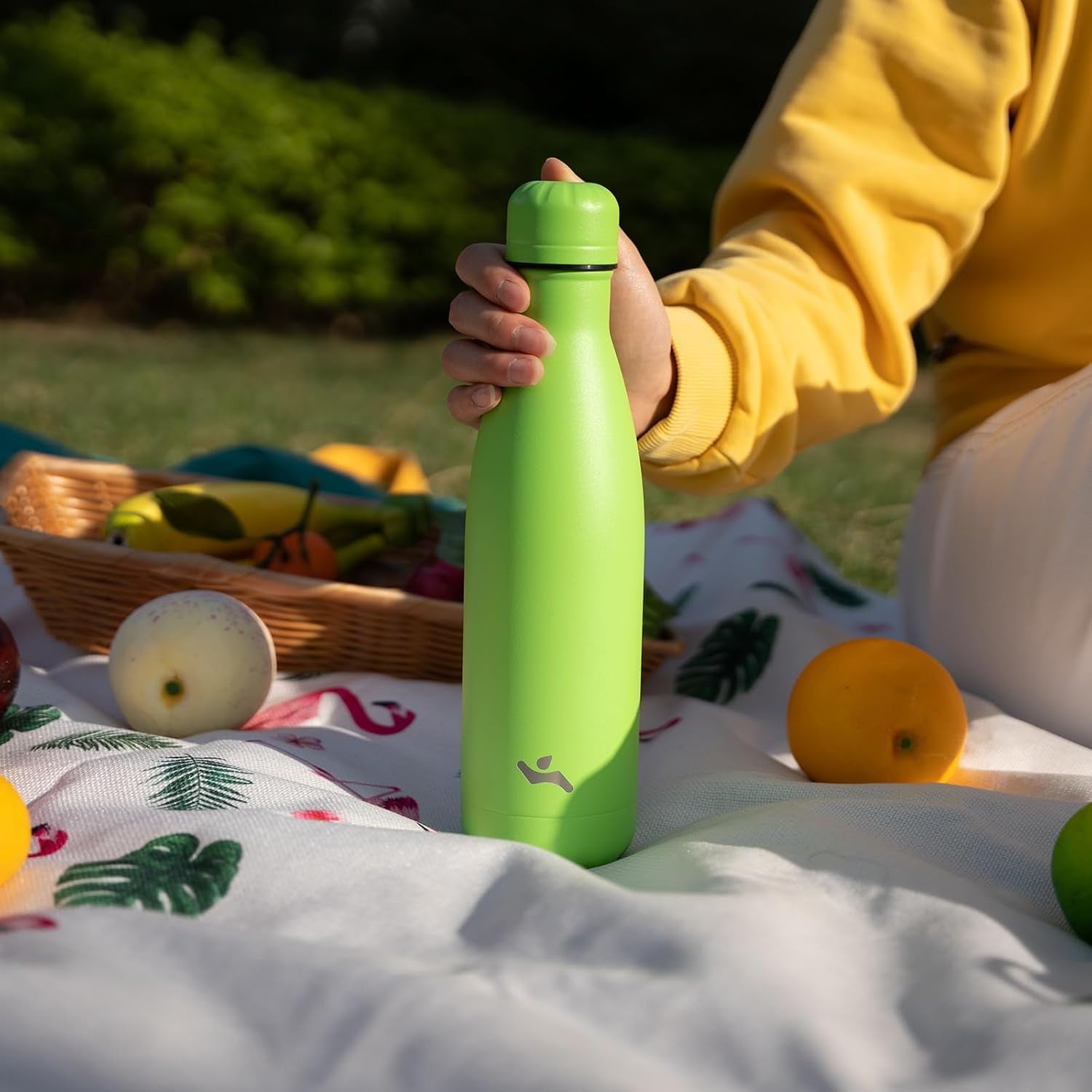 Insulated Water Bottles,12 Oz Double Wall Stainless Steel Vacumm Metal Flask for Sports Travel,Green