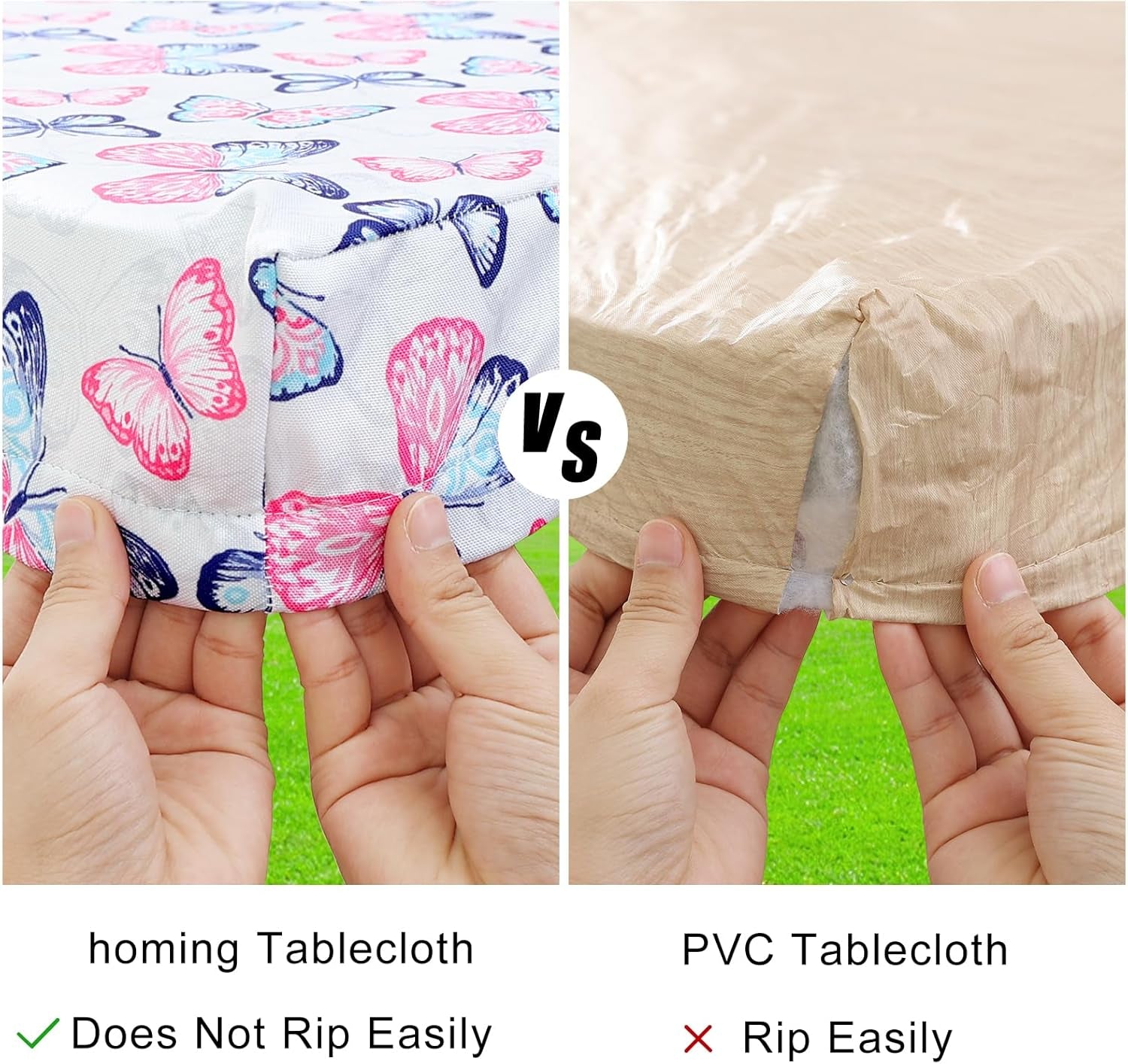 Rectangle Printed Fabric Tablecloth, Elastic Fitted Table Cloth for 6 Foot Table, Washable Polyester Table Cover for Outdoor, Picnic, Camping and Indoor, (Butterflies, 30" X 72")