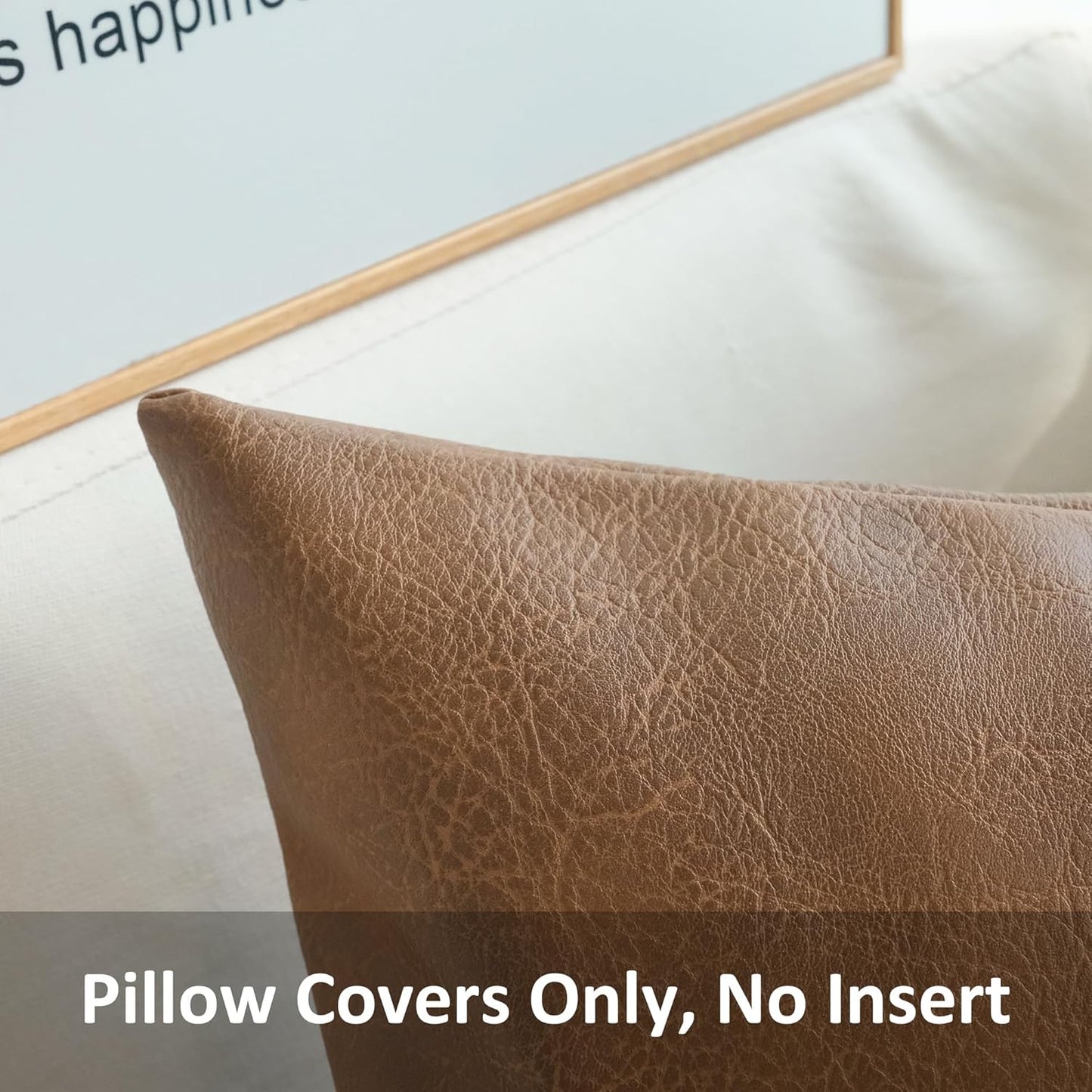 Modern Leather Throw Pillow Cover for Couch Sofa Bed 100% Faux Leather Dark Brown 12" X 20"
