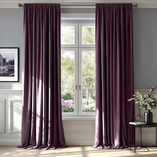 Purple Orchid Velvet Thermal Insulated Blackout Curtains - 84-Inch Drapes for Bedroom and Living Room, Set of 2 with Rod Pocket Design