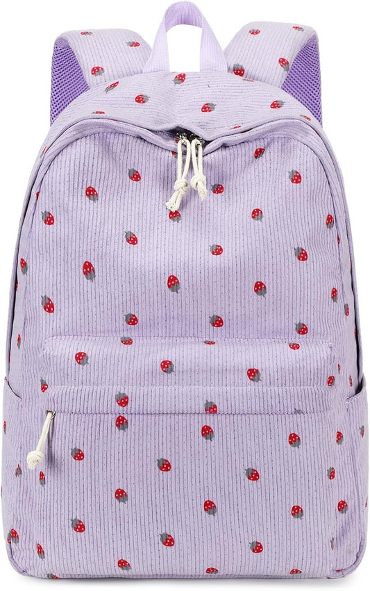 School Backpack for Teen Girls Bookbags Elementary High School Corduroy Laptop Bags Women Travel Daypacks