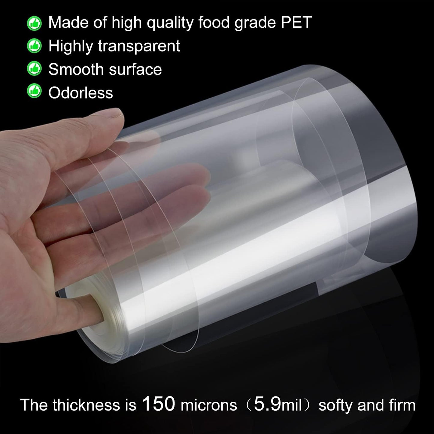 Transparent Acetate Cake Collars - 4 x 394 Inch Rolls (5.9 Mil Thickness) for Edge Decorating in Baking