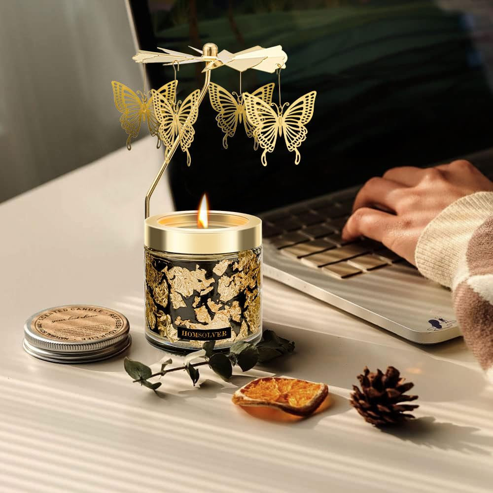 Butterfly Candle Gifts, Unique Gift for Women, Friend, Sister, Wife, Girlfriend, Anniversary, Christmas and Thanksgiving Rotatable Scented Candles for Her