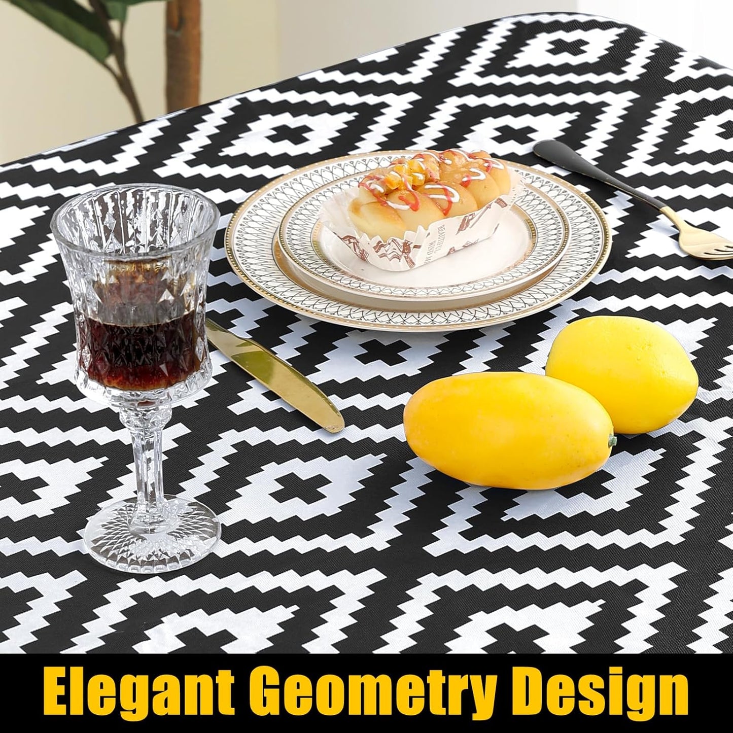 Rectangle Picnic Table Cloth, Waterproof Elastic Fitted Outdoor Tablecloths for 6 Foot Tables, Wipeable Flannel Backed Vinyl Table Cover for Camping, Dining and Indoor (30"X72", Black)