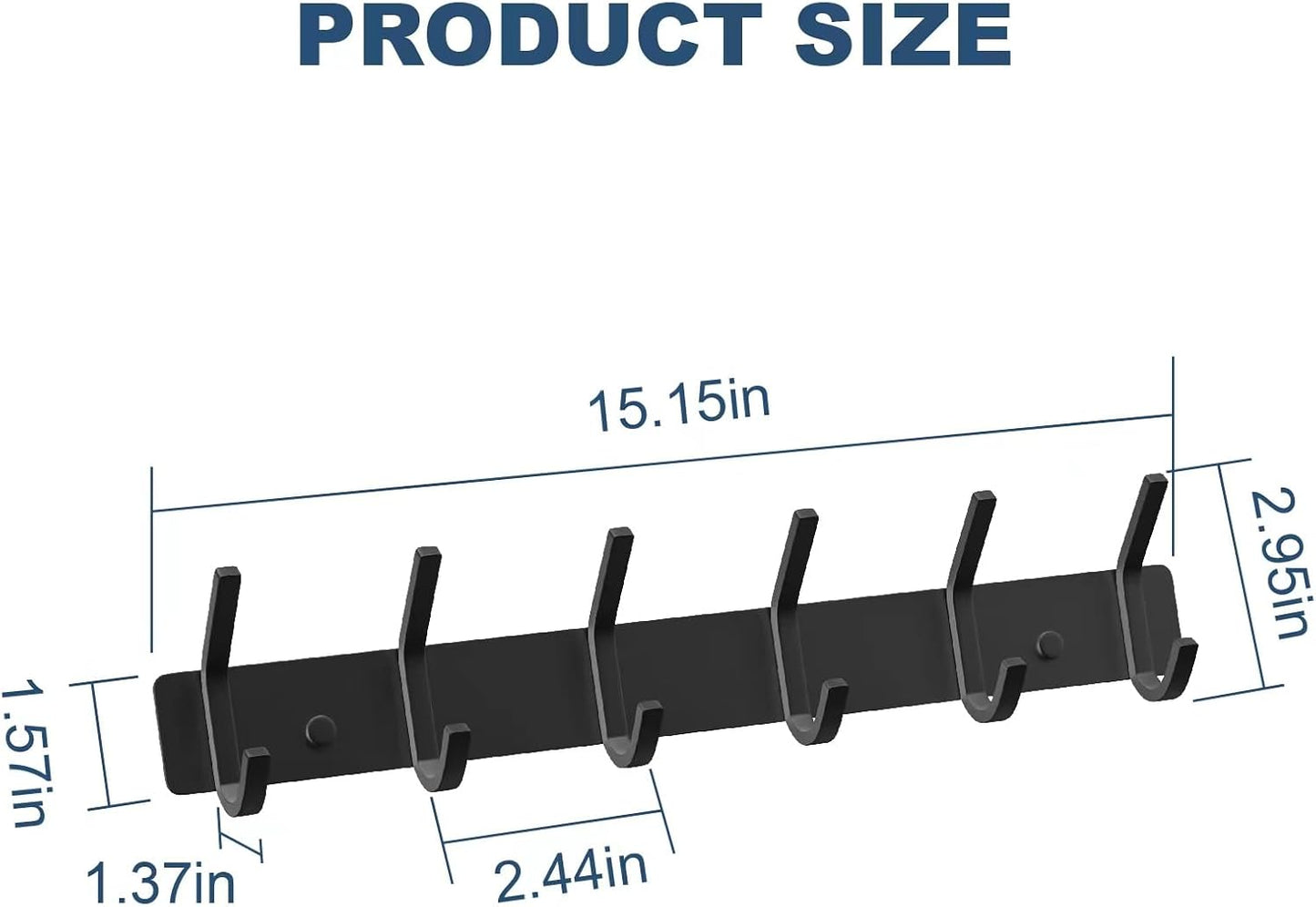 Wall Hooks Coat Hooks Wall Mounted, Coat Rack with 6 Double Hooks for Hanging Towel Hat Coat Robe Bag Key for Bathroom Kitchen Bedroom(1 Pack)