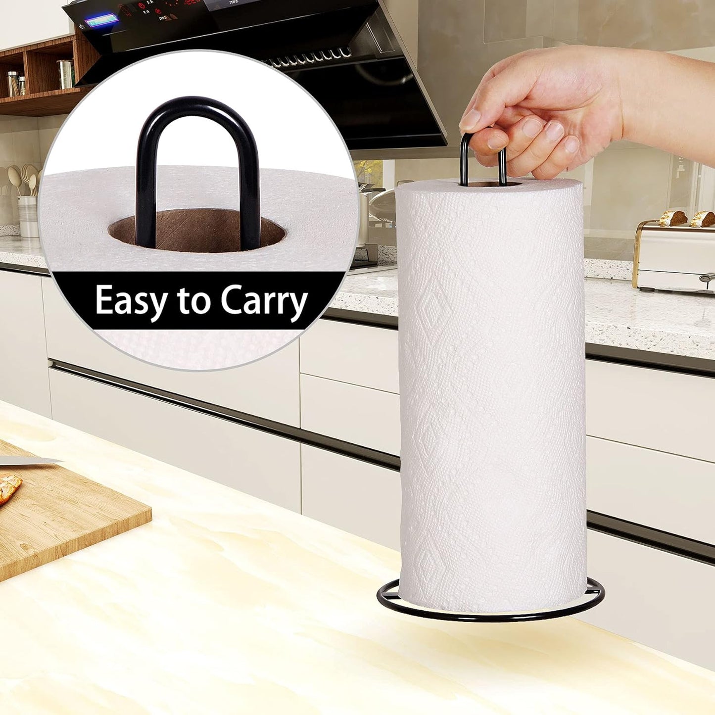 Paper Towel Holder Countertop, , Kitchen Paper Towel Stand Holder for Kitchen Organization and Storage, Paper Towel Holders for Standard and Large Size Rolls (Black)