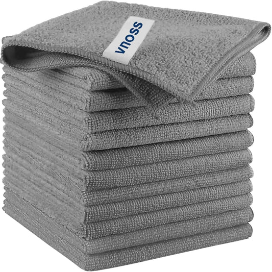 Microfiber Cleaning Cloth, Pack of 12 Cleaning Rag, Cleaning Towels with 4 Color Assorted, Grey,12"X12"