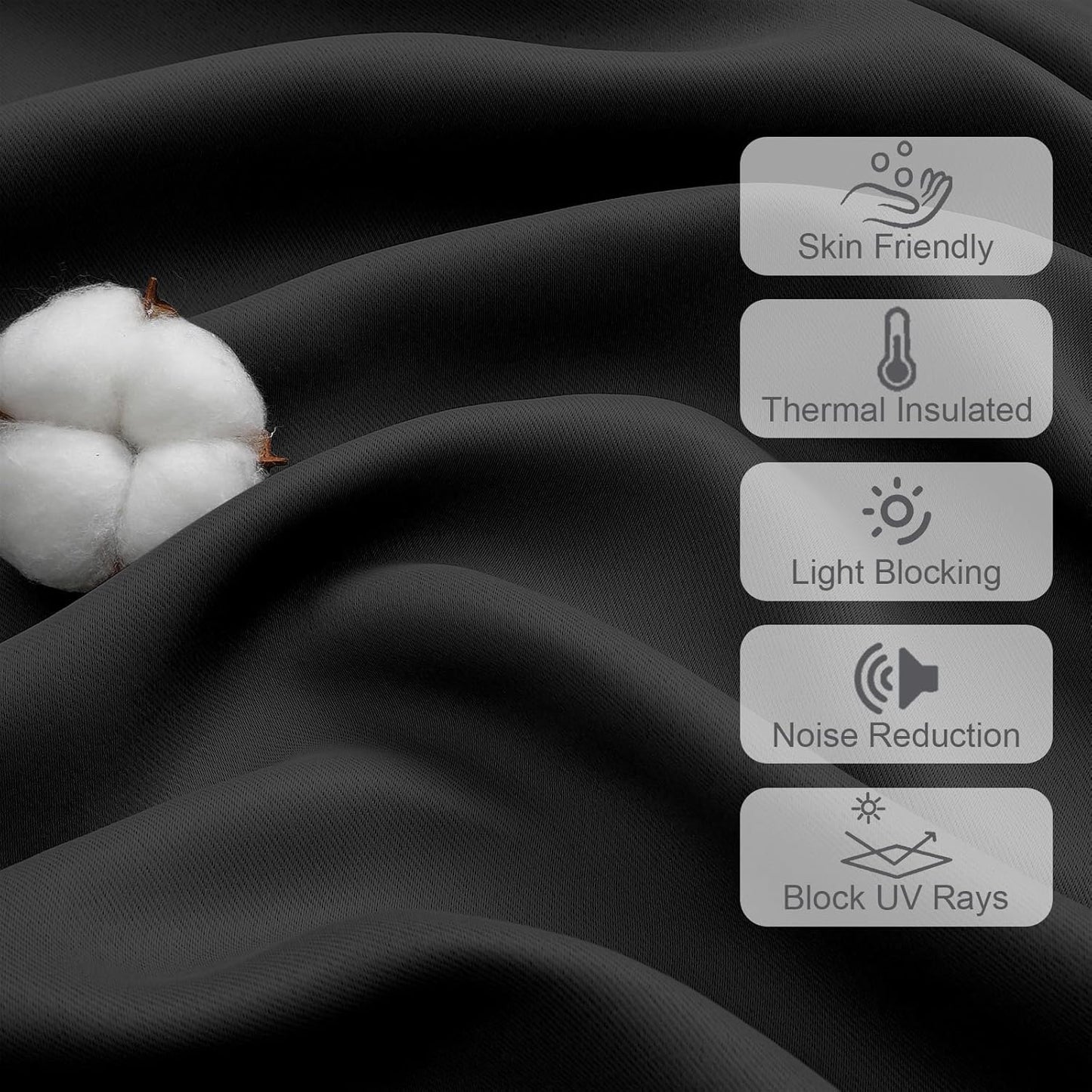 Black Valance for Window, Blackout Small Kitchen Curtain for Bedroom/Living Room, Rod Pocket Privacy Short Window Treatment Valance RV Bunk Panels, 60" Wx14 L