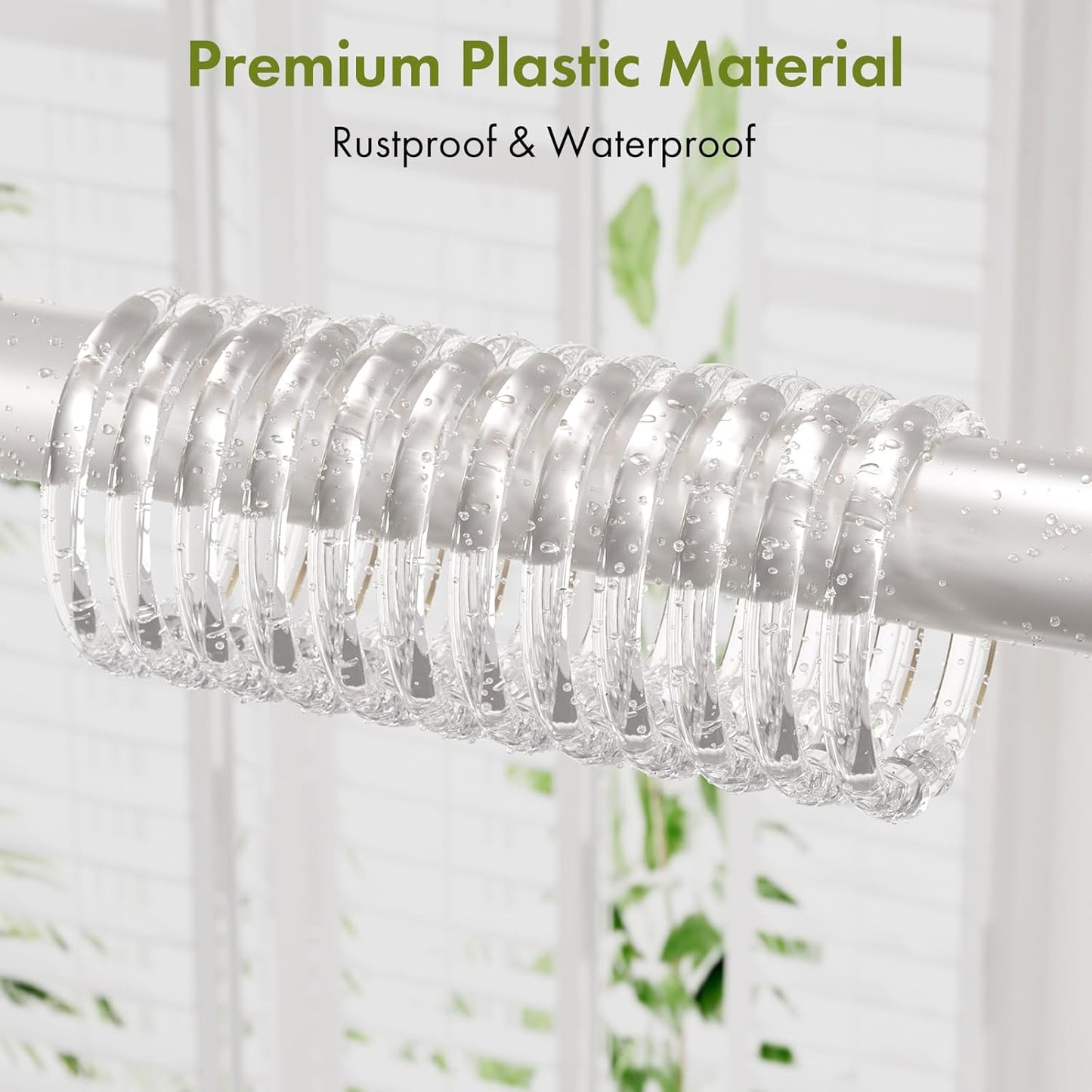Plastic Shower Curtain Rings, 12 Pcs Clear Shower Curtain Hooks, O Shape Shower Curtain Hooks Rings, Easy to Snap Closure Shower Hooks for Shower Curtain and Liner Bathroom