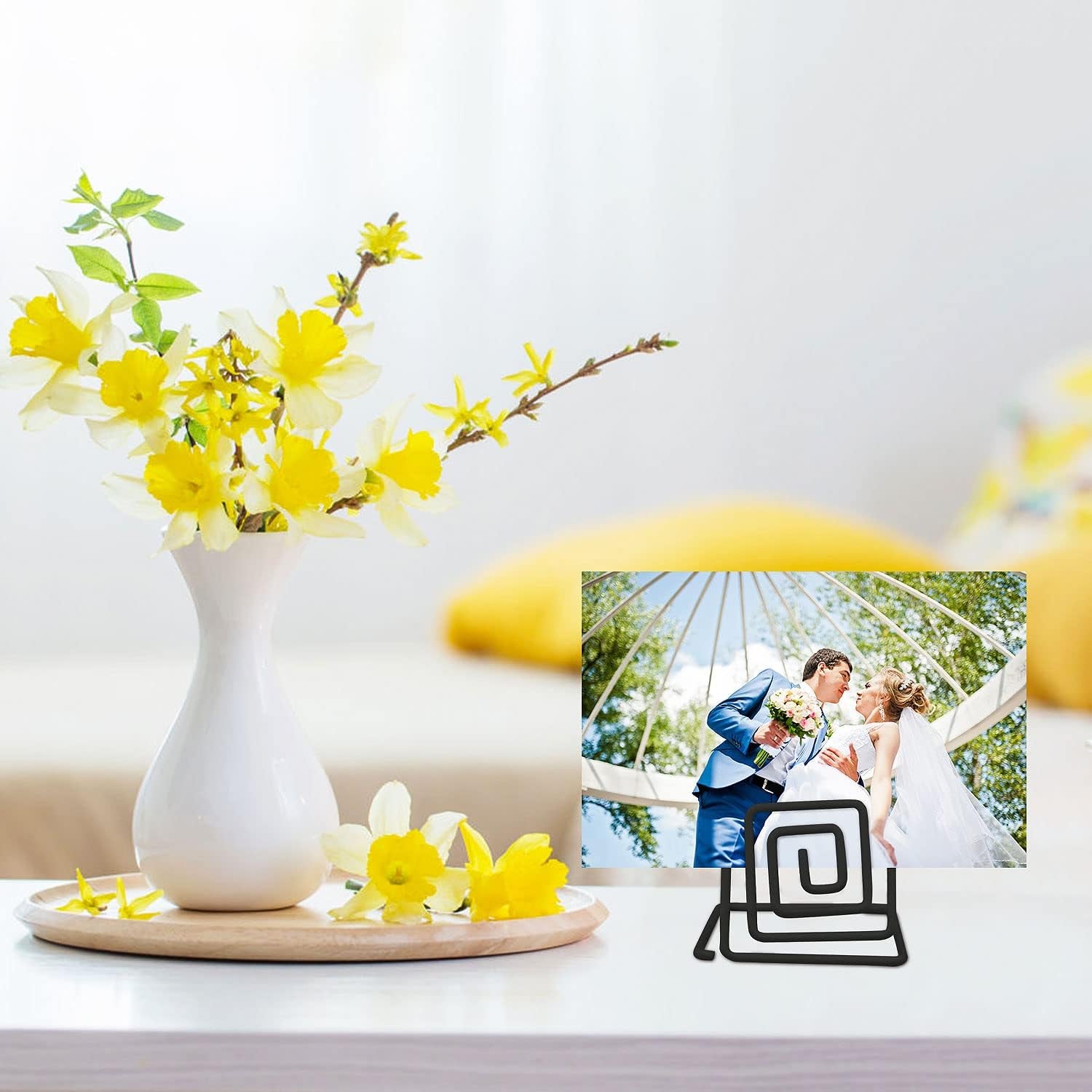 26Pcs Square Place Card Holder Stand - Metallic Table Number Holders, Mini Card Stands for Menu Memo Clip, Wedding, Party, Birthday (Black)