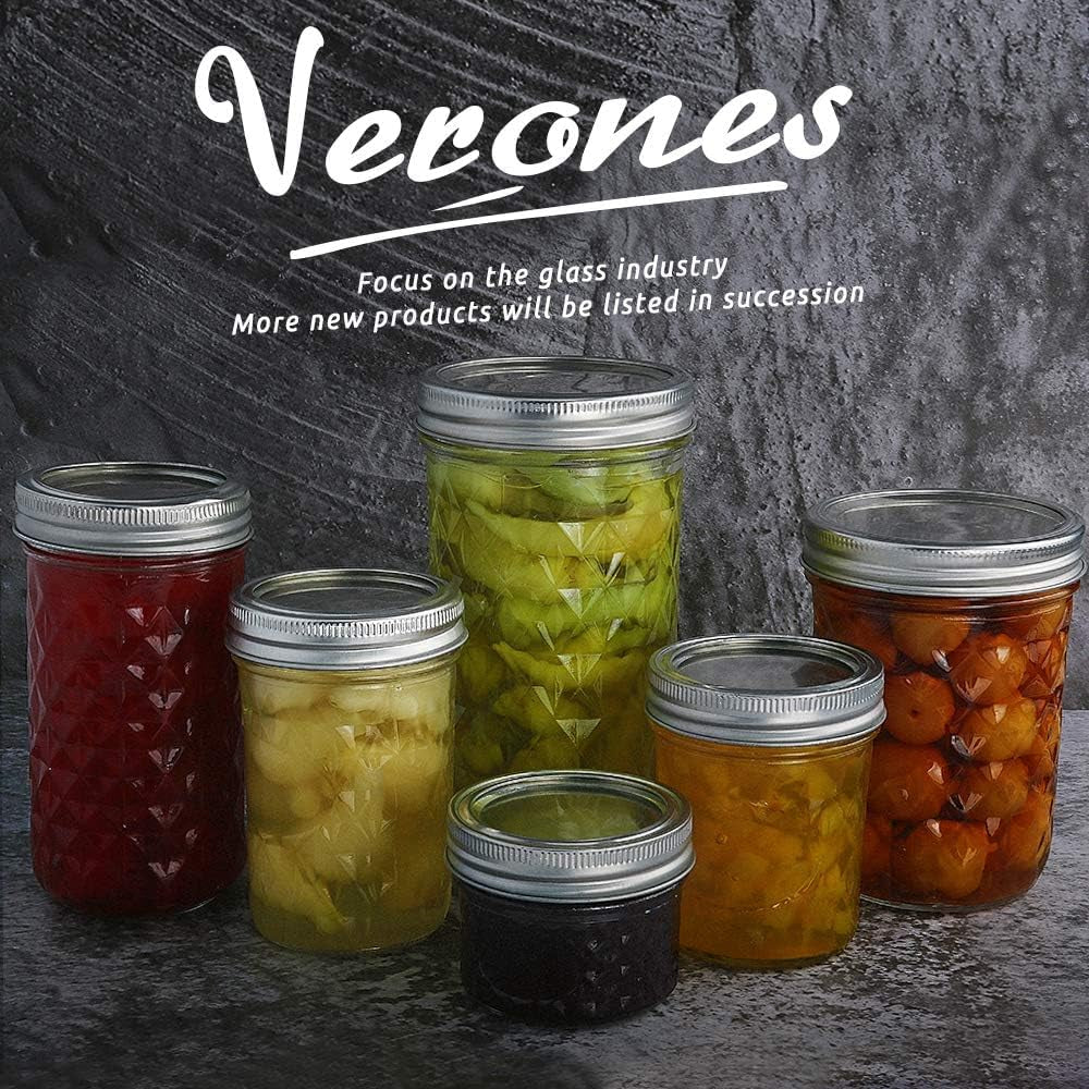 12 OZ Mason Jars - 15 Pack Canning and Jelly Jars with Regular Lids, Perfect for Jam, Honey, Wedding and Shower Favors