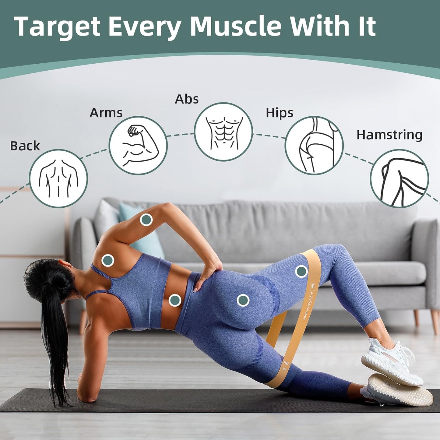 Resistance Bands for Working Out, Exercise Bands Resistance Band for Physical Therapy, Stretch Bands for Legs, Arm, Whole-Body Fitness, Booty, Stretching, Women & Men Workout Bands
