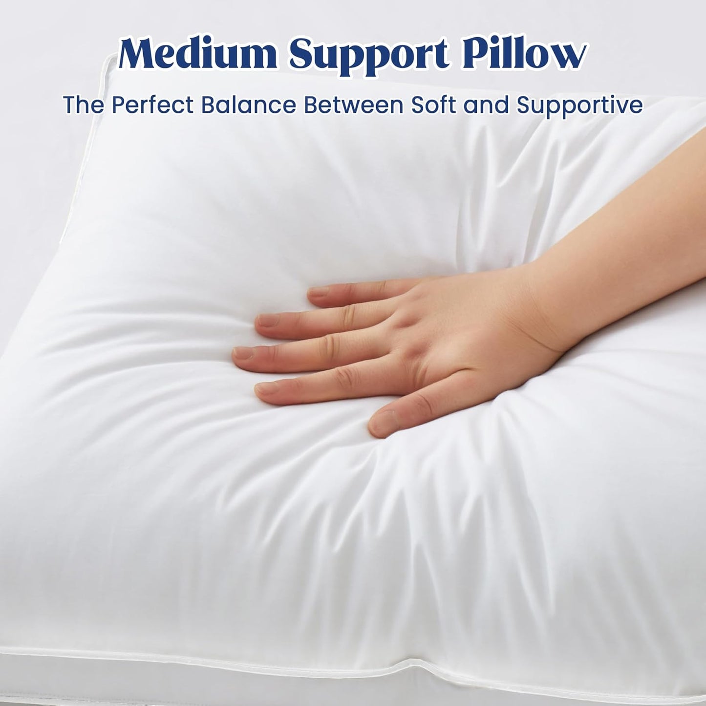 ® Goose Feather down Pillows King Size Set of 2, 100% Cotton Cover, Luxury Hotel Collection Pillow, Soft Fluffy Medium Firm Bed Pillow for Back, Stomach or Side Sleeper.