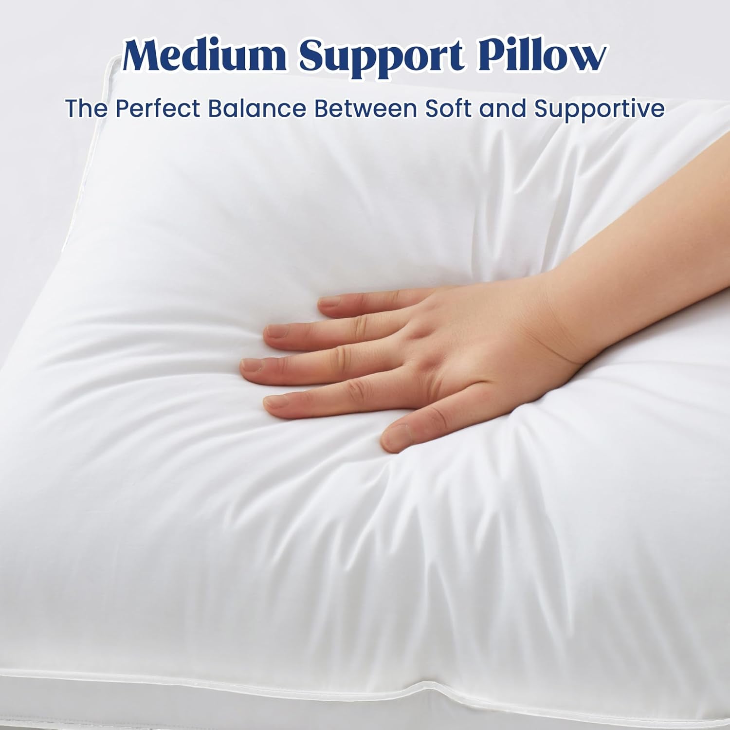 ® Goose Feather down Pillows King Size Set of 2, 100% Cotton Cover, Luxury Hotel Collection Pillow, Soft Fluffy Medium Firm Bed Pillow for Back, Stomach or Side Sleeper.