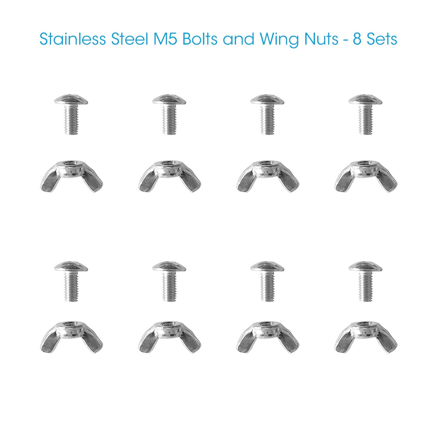 Stainless Steel M5 Bolt and Wing Nuts, Wing Butterfly Screw, Set of 8