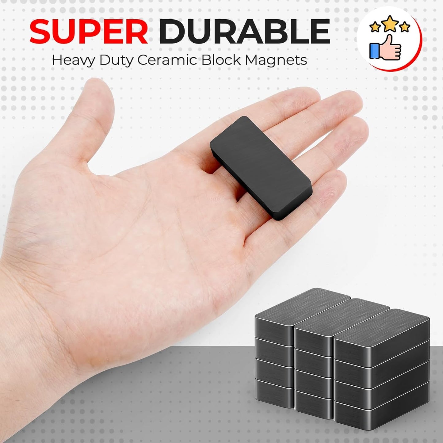 6 Pack Heavy Duty Ceramic Magnets Strong, 1 7/8" X 7/8" X 3/8" Rectangular Ferrite Magnets, Grade 8, Black Ceramic Blocks Magnet for Crafts, DIY, Science, Fridge, Whiteboard, Hanging Tools