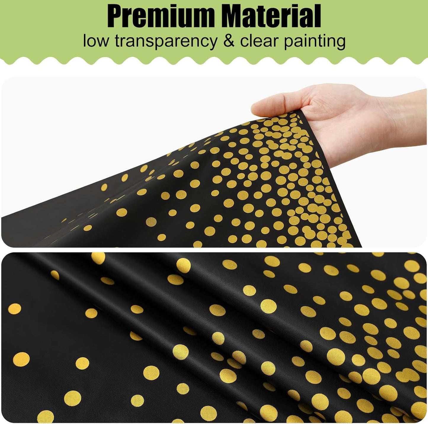 Premium Disposable Tablecloths - 6 Pack, 54 x 108 Inch Waterproof Rectangular Covers for Events, Elegant Plastic Table Covers, Leakproof & Durable, Black & Gold