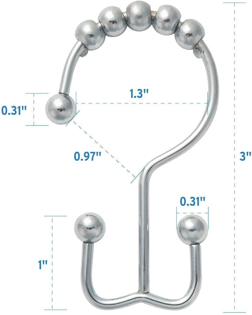 Shower Curtain Hooks Rings and 72 X 84 Inches EVA 5G Bathroom Plastic Shower Curtain
