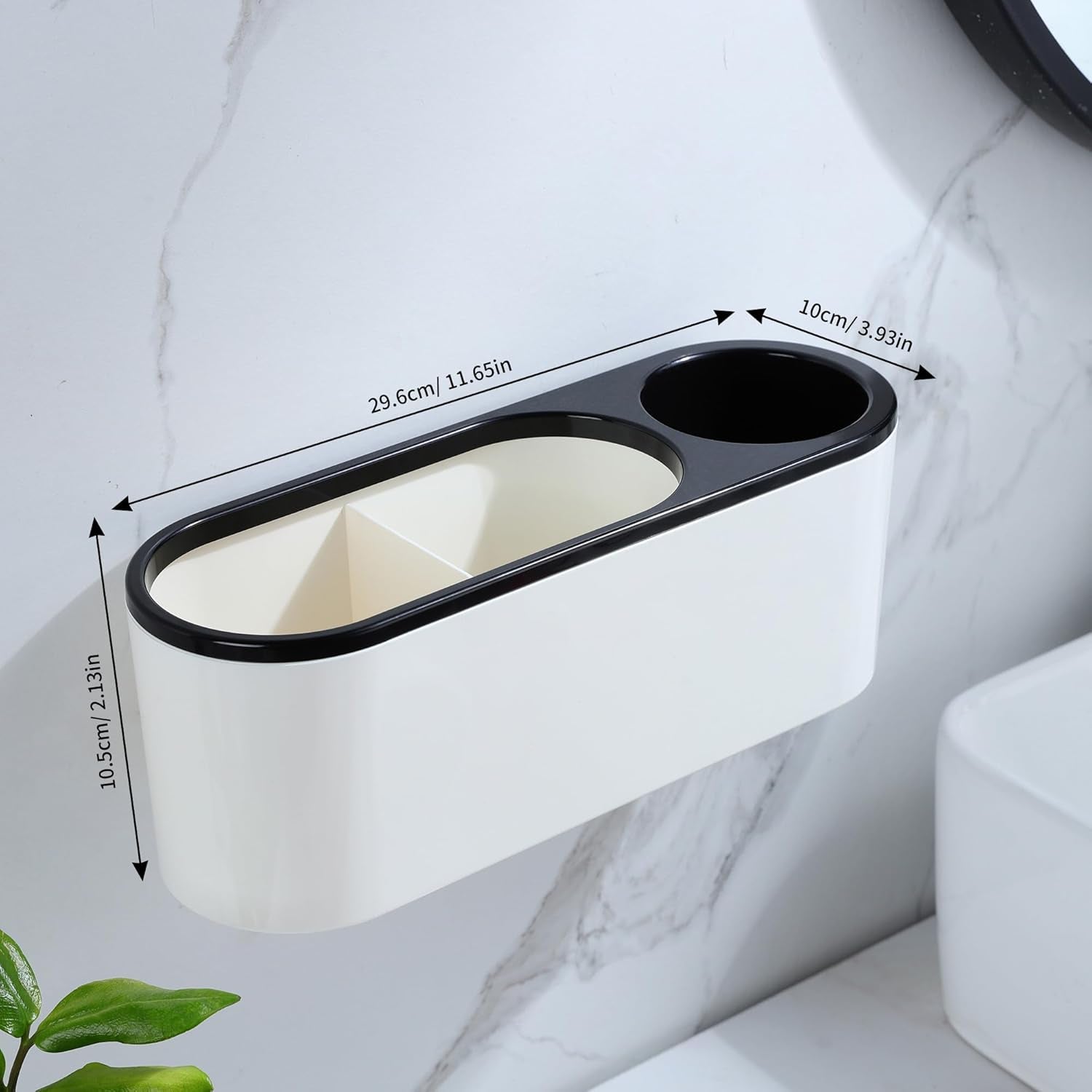 Self-Adhesive Hair Dryer Holder and 3-In-1 Hair Tool Organizer - Wall Mounted, Over Cabinet Door, and Free-Standing Options in White and Black