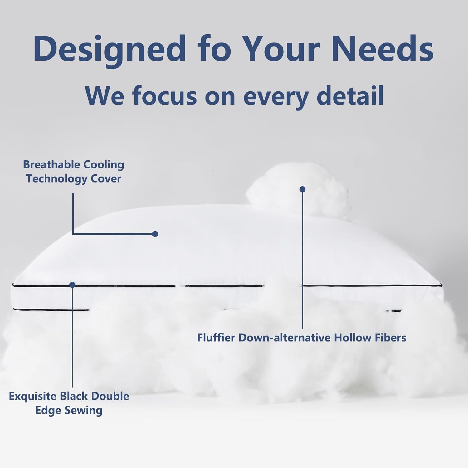 King Bed in a Bag 7-Pieces Comforter Sets with Comforter and Sheets Dark Grey Bundle Pillows King Size Set of 2, Soft and Supportive 3D down Alternative Bed Pillows for Sleeping 2 Pack