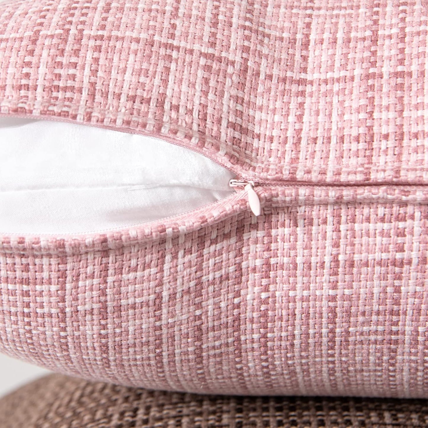 Outdoor Waterproof Throw Pillow Covers Decorative Farmhouse Water Resistant Cushion Covers for Tent Patio Garden Couch Sofa Pack of 2, 16X16 Inch Pink