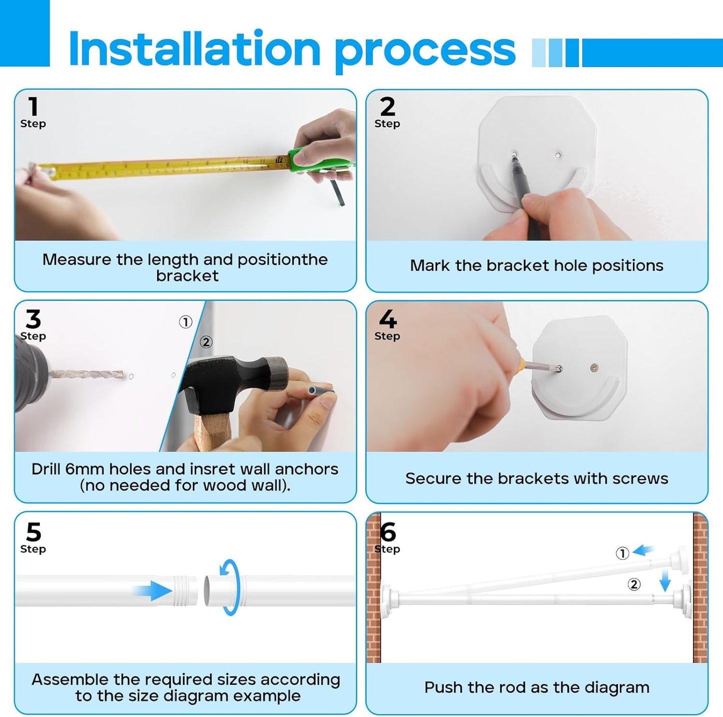 Closet Rod 28 to 48 Inch Closet Rods for Hanging Clothes Adjustable Closet Rod 1 Inch Diameter Heavy Duty Closet Hanging White Tension Rods for Closet Laundry RV, Bathroom, Window, Curtains
