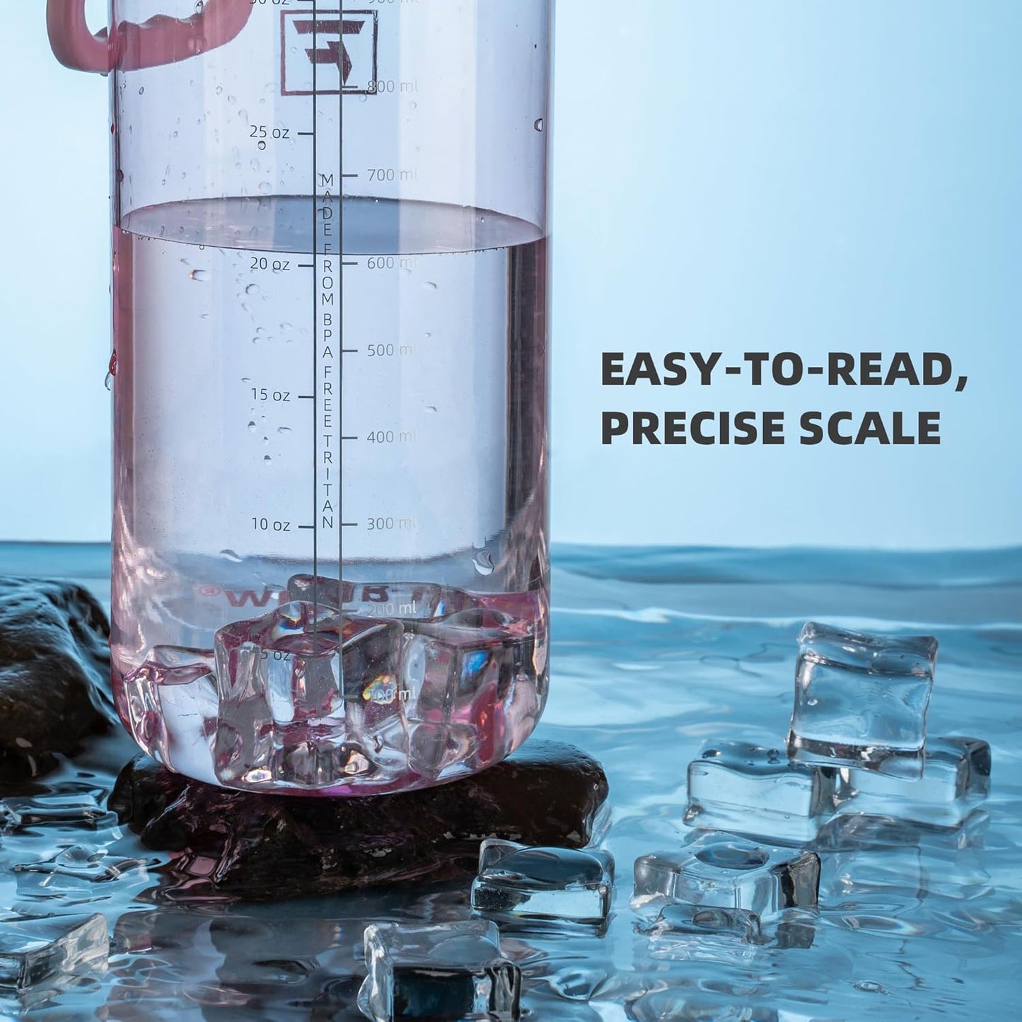 32 Oz Clear Water Bottle with Fast-Flow Spout Lid, Bpa-Free Tritan, Wide Mouth, Leakproof, Reusable Bottle for Gym, School, Office, Travel (Cherry Blossom)