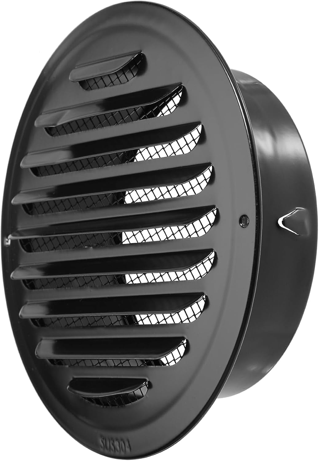 6-Inch Round Black Stainless Steel Air Vent Cover with Built-In Fine Mesh for Kitchen, Bathroom, Garage, Office, and Warehouse Ventilation