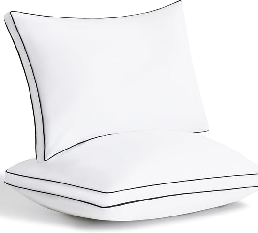 Pillows Queen Size Set of 2, Soft and Supportive 3D down Alternative Bed Pillow for Sleeping 2 Pack White, Luxury Hotel Quality Gusseted Bedding Pillow for Back, Stomach or Side Sleepers 18X28