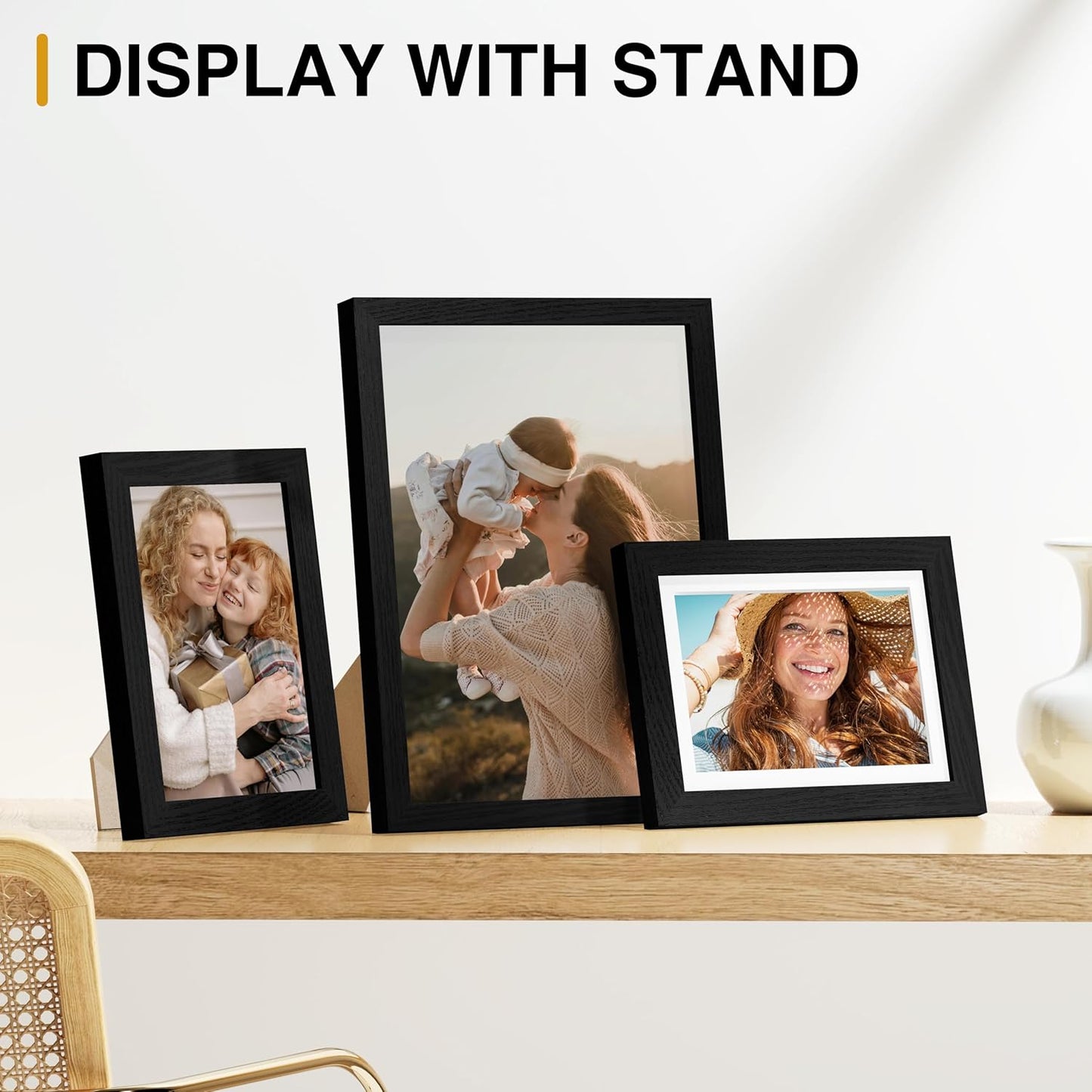 15 Pack Picture Frames Collage Wall Decor for Mounting or Tabletop Display, Gallery Frame Set for Family, Multi Sizes Including 3Pcs 8X10, 6Pcs 5X7, 6Pcs 4X6, Black
