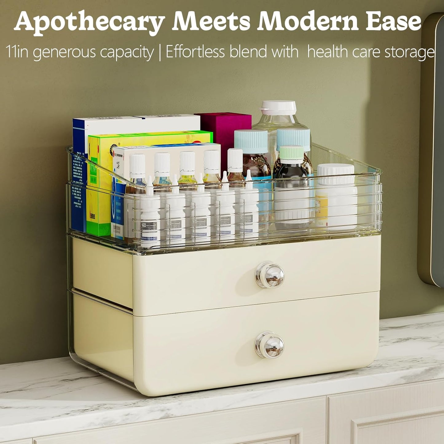 Makeup Organizer Skincare Organizers with Extra Large Drawer - Bathroom Organizers and Storage Cosmetic Display Case for Bathroom Countertop, Bedroom Vanity Desk, Lipstick Organizer, Cream