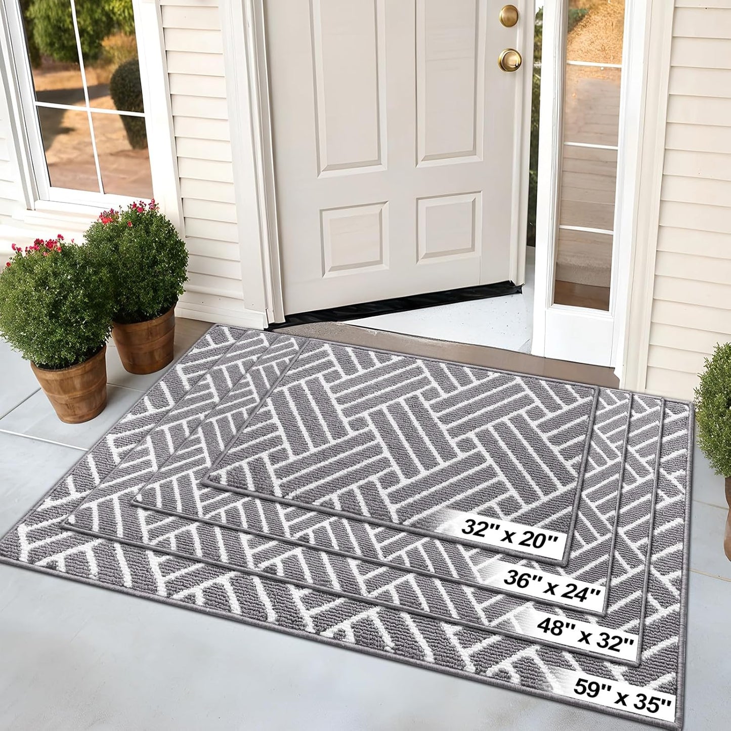 Indoor Door Mat, 32X20 Inch, Dirt Resistant and Absorbent, Non-Slip Rubber Backing Floor Mats, Easy Clean Low-Profile Doormat for Entryway, Front Door, and inside Entrance, Grey