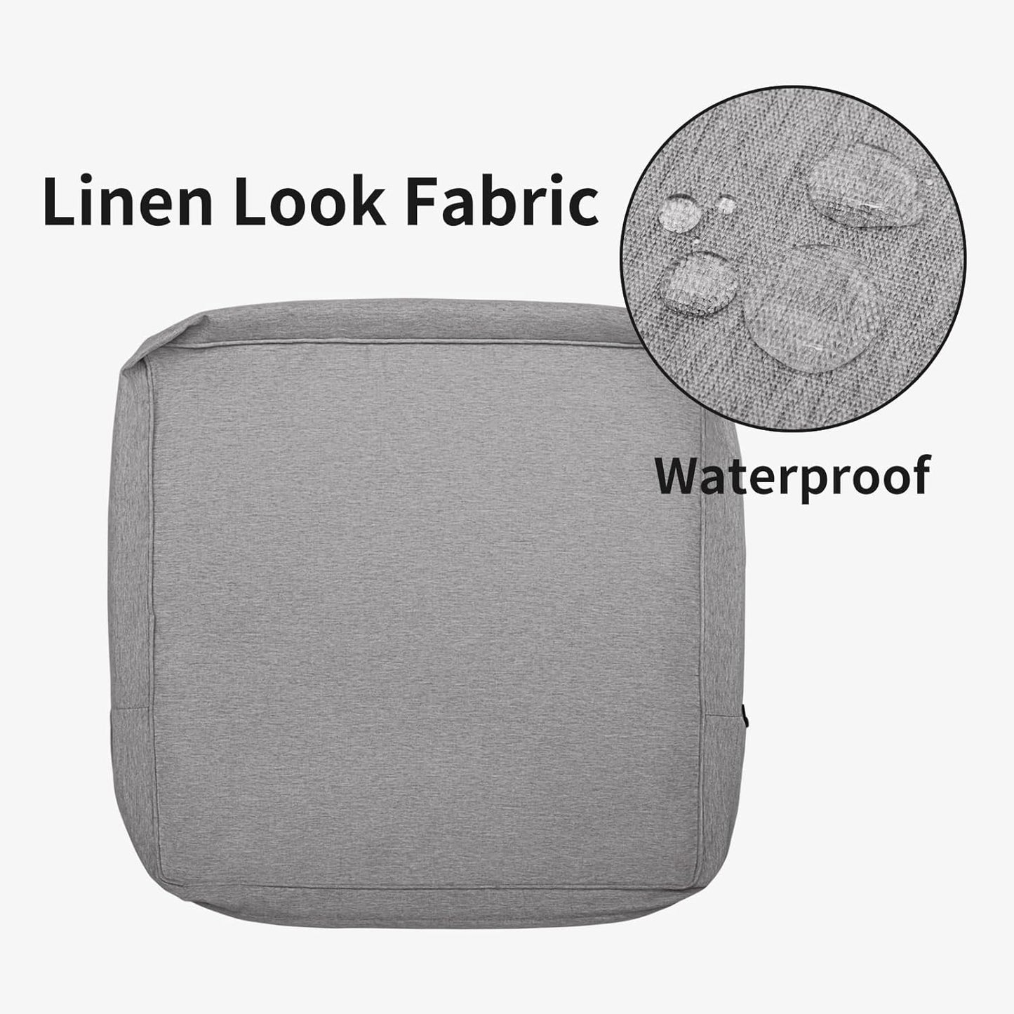 Patio Cushion Covers 27X25X5 Inch 4 Pack, Linen Look Outdoor Water Resistant Chair Seat Cushion Slipcover with Zipper for Outdoor Furniture, Covers Only! Grey