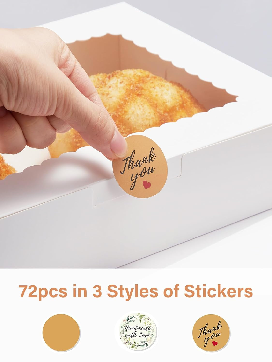 24 Pack Bakery Boxes with Window, 12" X 8" X 2.5", White Cookie Packaging for Chocolate Covered Strawberries, Cupcakes, Donuts, Treat, Baked Goods, Auto-Popup Design