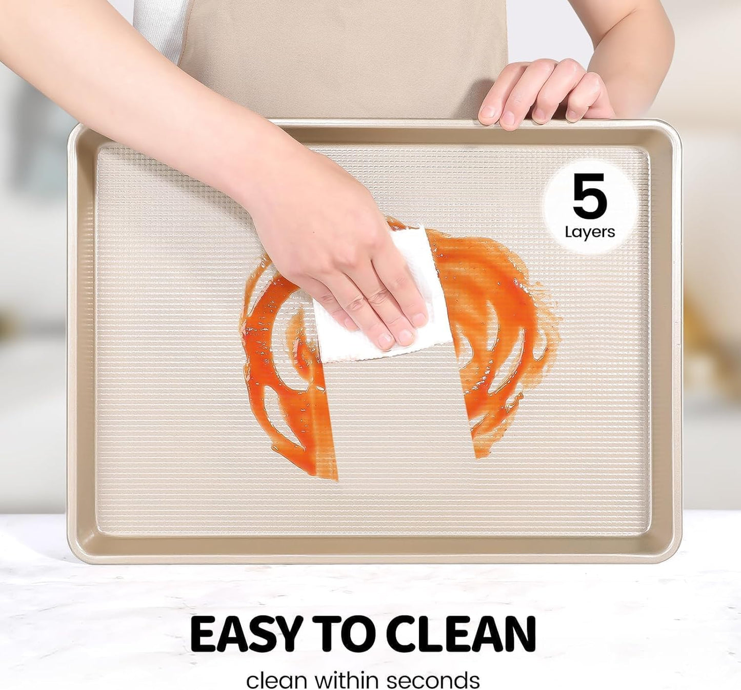 Quarter Sheet Pan, Baking Sheet, Cookie Sheets for Baking with Square Texture Pattern, Thicker Carbon Steel Non-Stick Baking Pan Tray