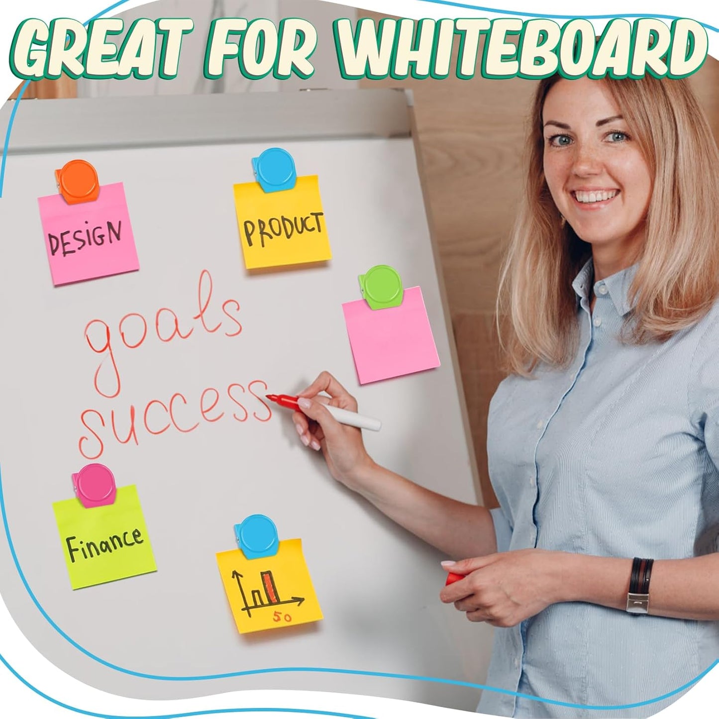 Heavy-Duty Magnetic Clips, Set of 8 - Versatile Whiteboard and Refrigerator Magnets for Classroom, Office, and School Lockers