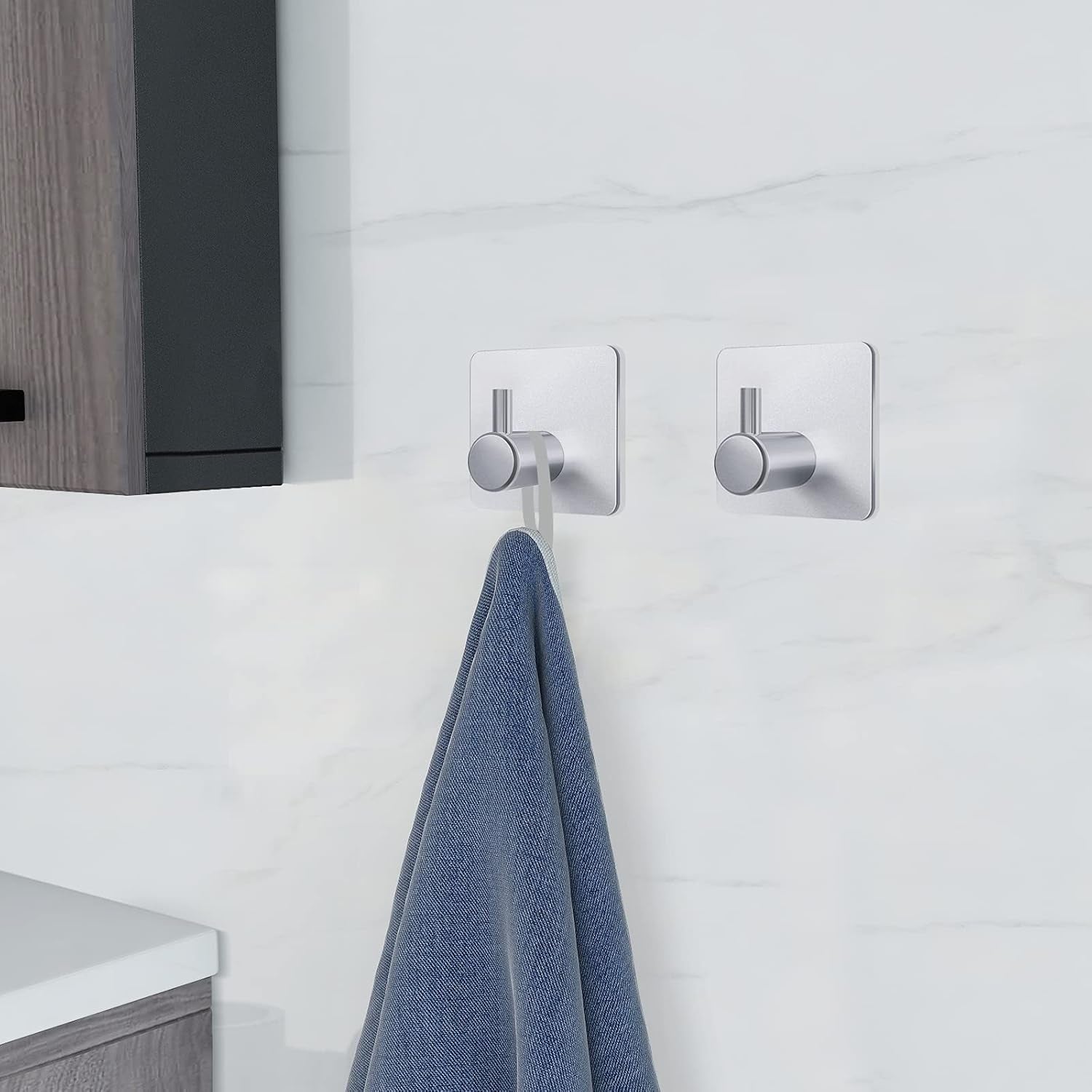 Adhesive Hooks 12 Pack, Heavy Duty Wall Hooks Aluminum Hooks for Hanging Coat, Hat, Towel, Robe, Key, Clothes, Towel Hook Wall Mount for Home, Office, Kitchen, Bathroom(Silver)