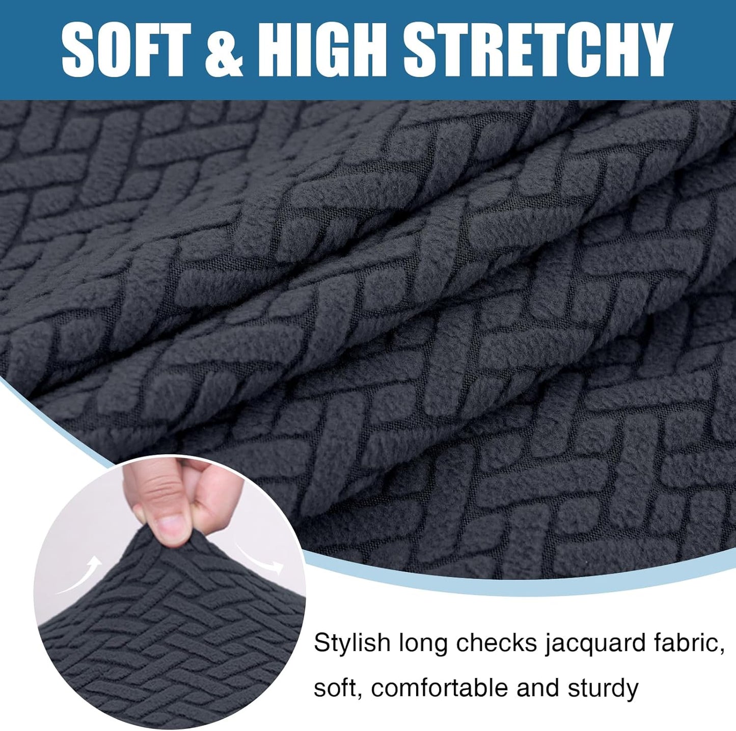 Waterproof Couch Cushion Covers, Stretch Jacquard Thick Sofa Cushion Covers, Washable Seat Slipcover Elastic Furniture Protector for Pets, Kid (Back Cover M, Dark Grey)