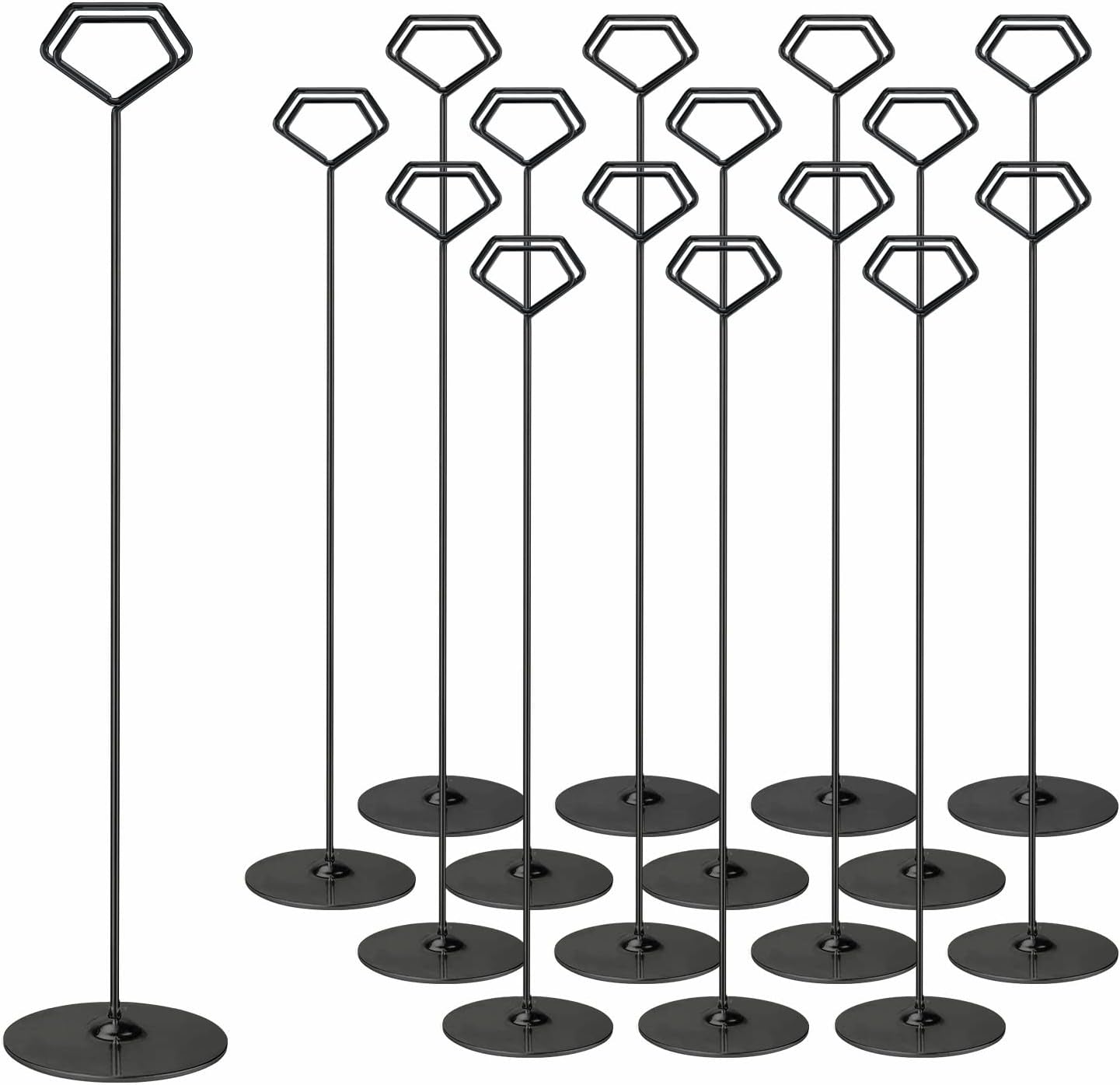 16PK Table Number Holders 12 Inches Place Card Holder Metal Table Card Holders, Picture Holders for Tables, Card Holder Stand for Wedding Décor - Black Sign Holder