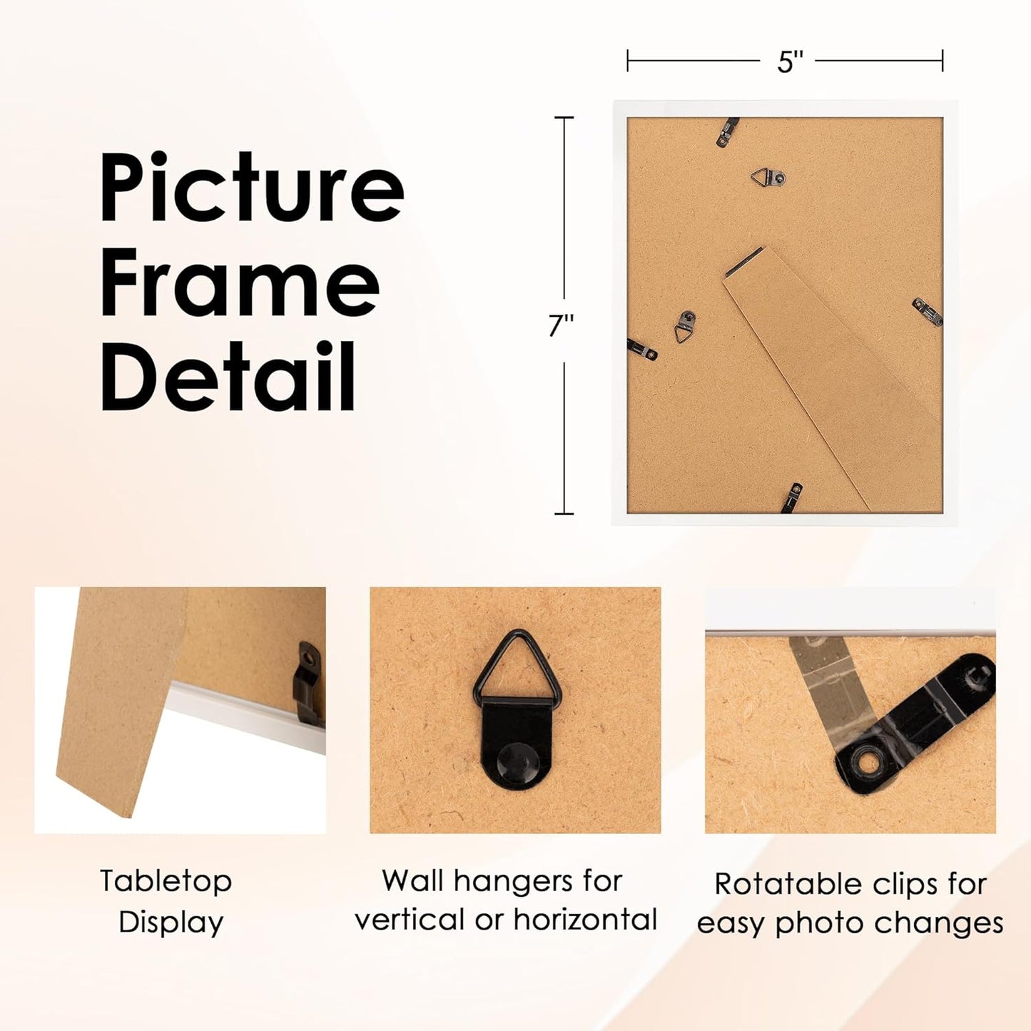 5X7 Picture Frame, White Photo Frame with HD Plexiglass, Display Pictures 4X6 with Mat or 5X7 without Mat Multi Picture Frames Collage for Tabletop or Wall Display, 2 Pack