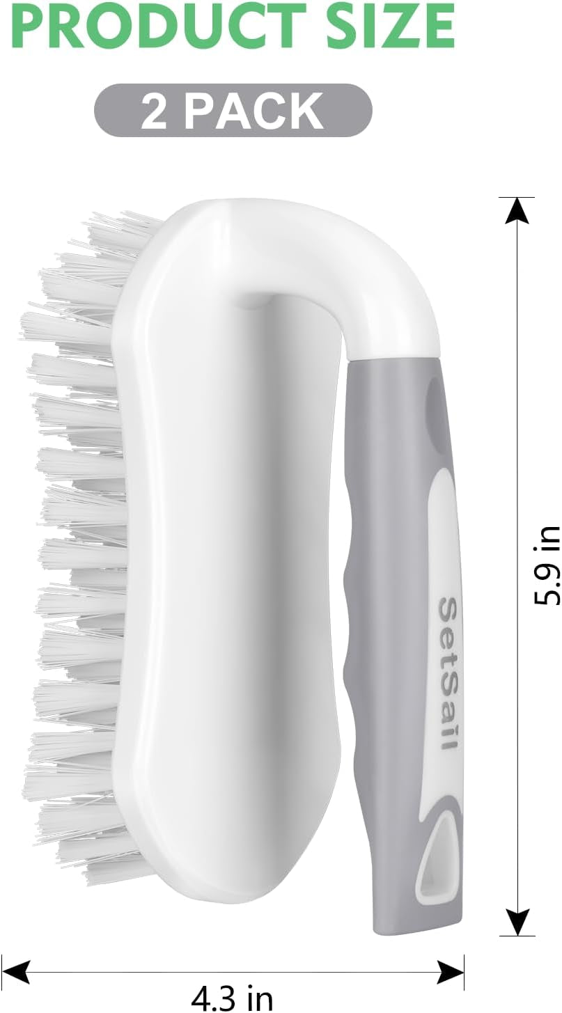 Scrub Brush, Heavy-Duty Scrub Brushes for Cleaning with Stiff Bristles Cleaning Brush for Shower, Bathroom, Carpet, Kitchen and Bathtub Scrubber - 2 Pack